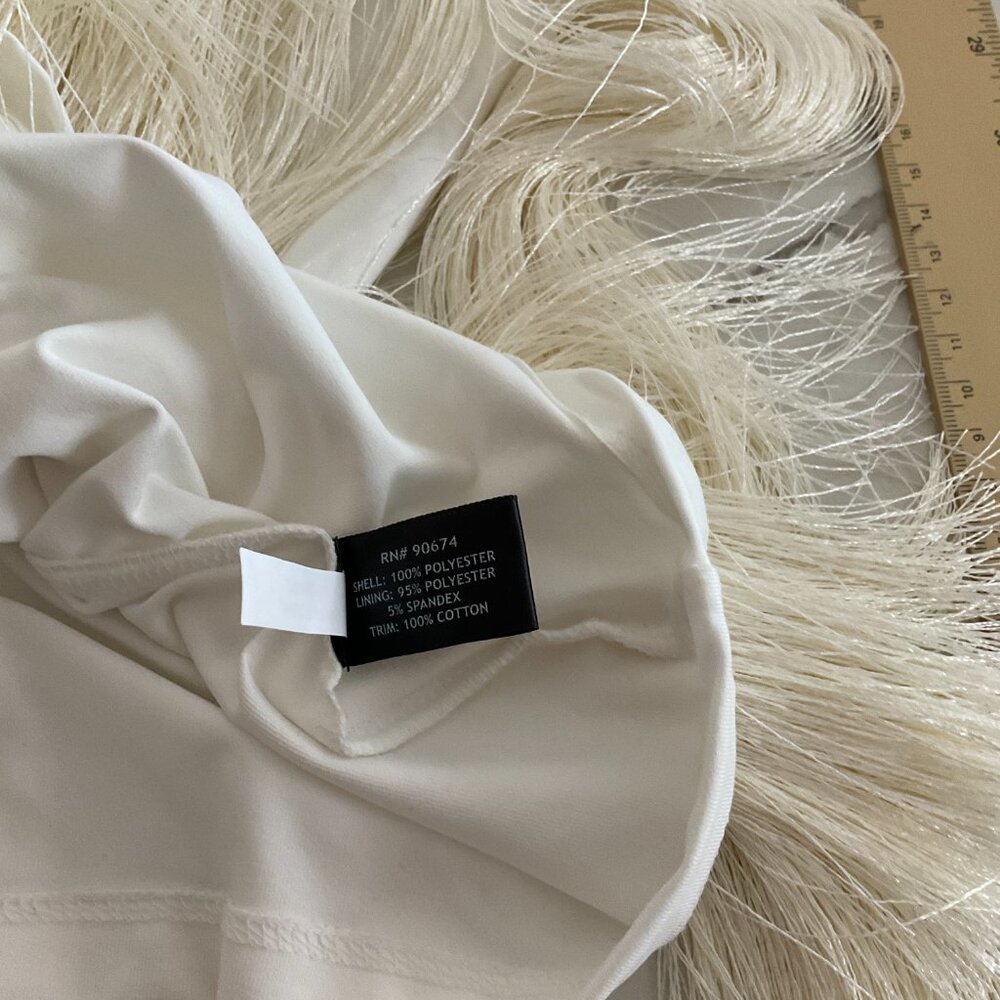 π€ BOSTON PROPER Pearl Embellished Fringe Knit Top Tank Flapper Ivory White - Picture 12 of 15